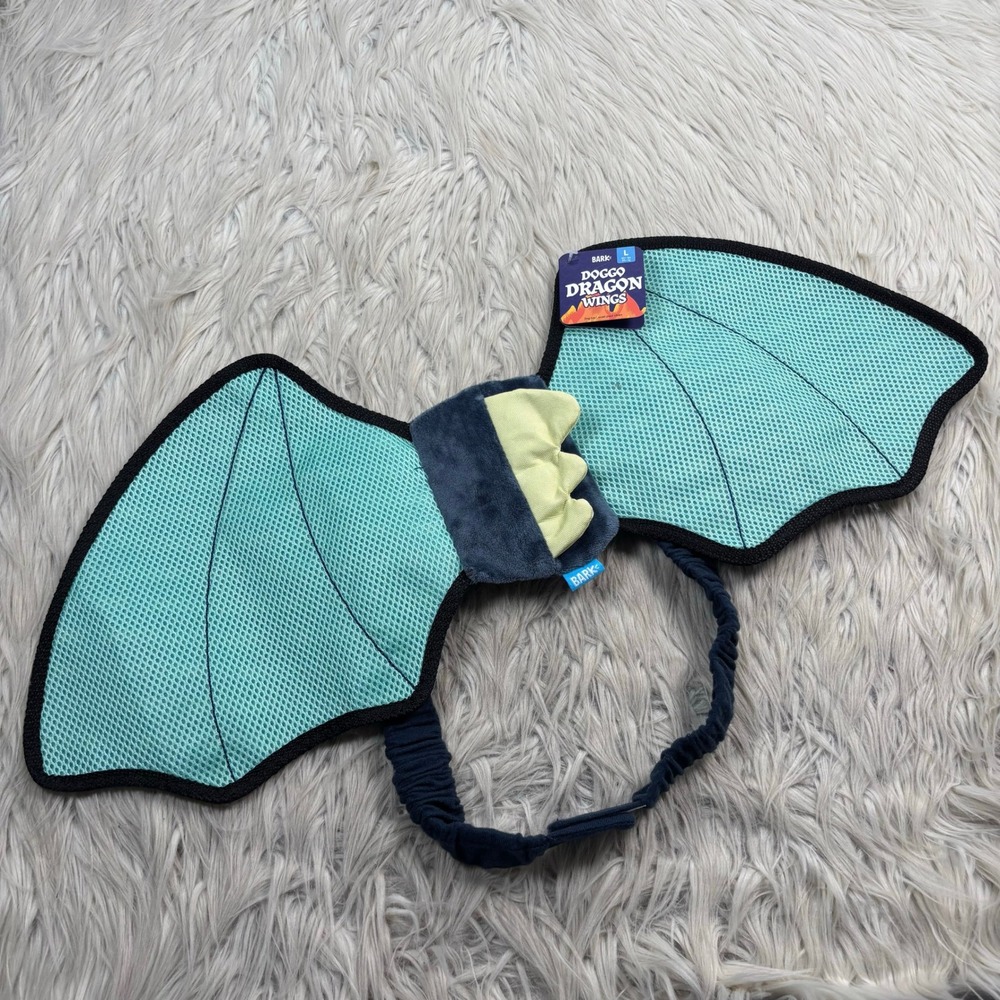NWT Bark Dog Doggo Dragon Wings Costume Accessory Blue - L 50+ lbs